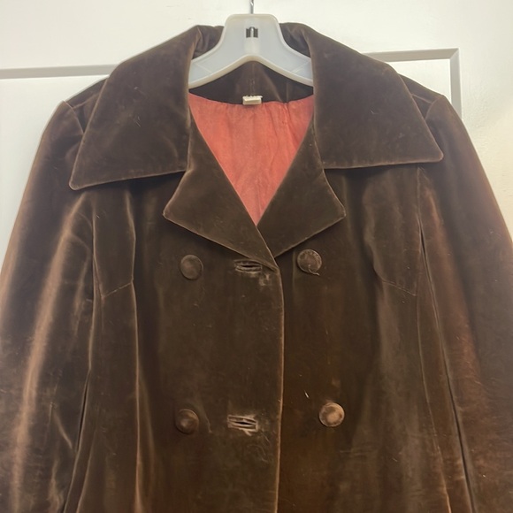 Surrey Canada Vintage Velvet Coat Trench Midi Brown Size Medium - Picture 3 of 16